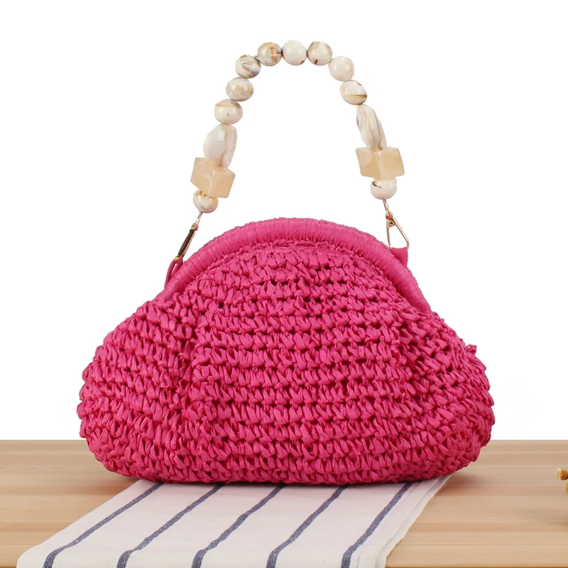 Stylische Handtasche mit buntem Perlenhenkel Skanto