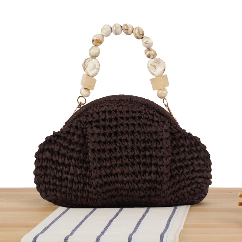 Stylische Handtasche mit buntem Perlenhenkel Skanto