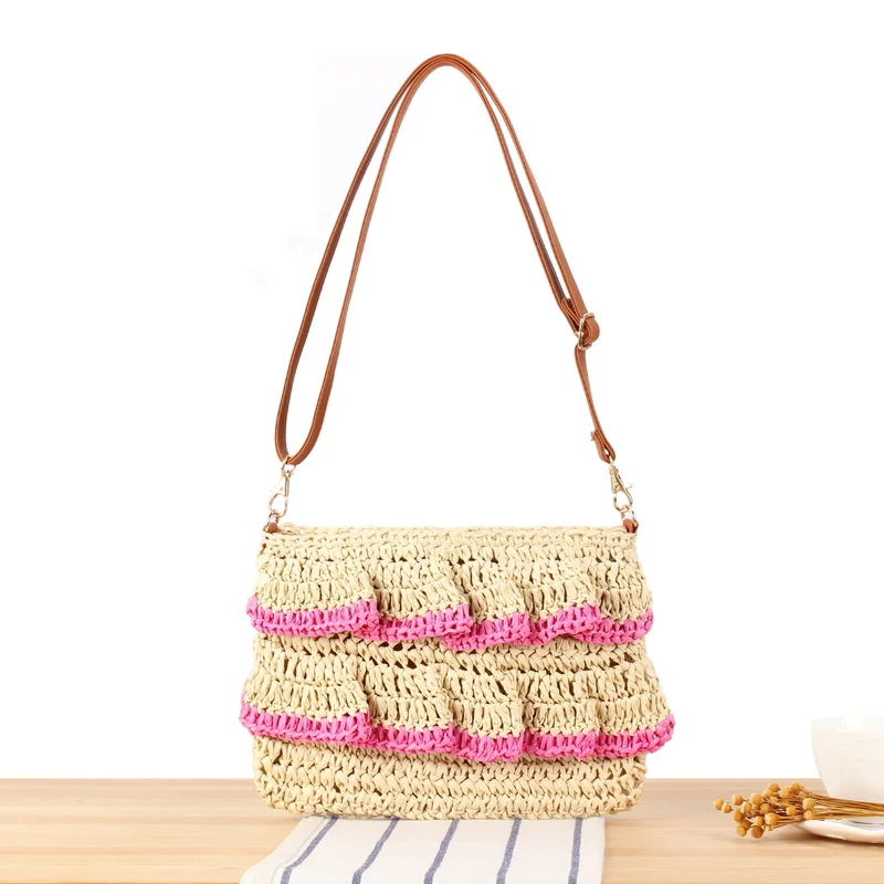 Handtasche mit Rüschendesign aus geflochtenem Bast Skanto
