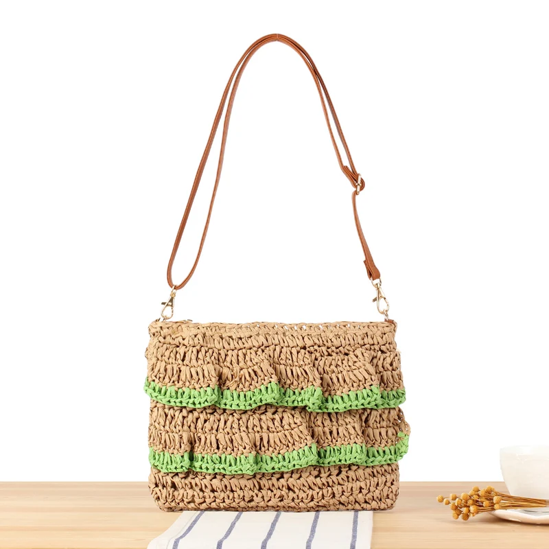Handtasche mit Rüschendesign aus geflochtenem Bast Skanto