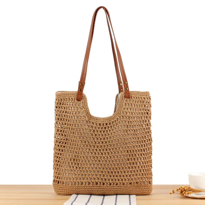 Handgeknüpfte Tote Bag mit robusten Ledergriffen Skanto