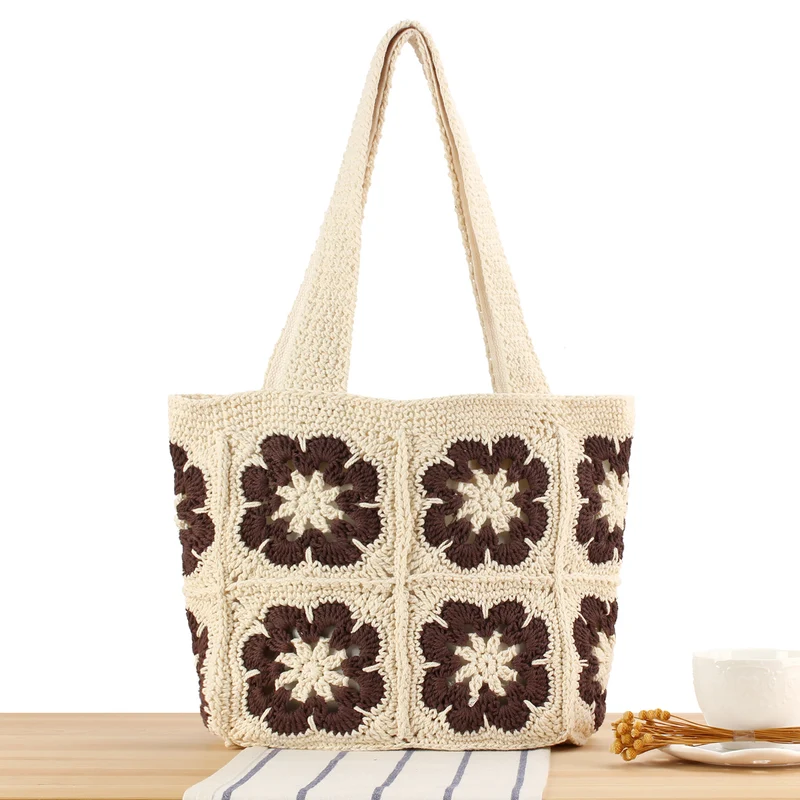 Handgeknüpfte Tragetasche mit Blumendesign Skanto