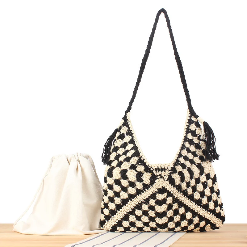 Handtasche mit künstlerischem Makramee-Design und strapazierfähiger Innentasche Skanto