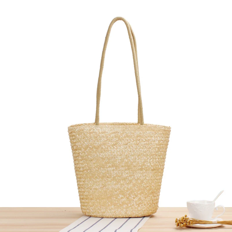 Handgemachte Strohtasche mit langen Griffen Skanto