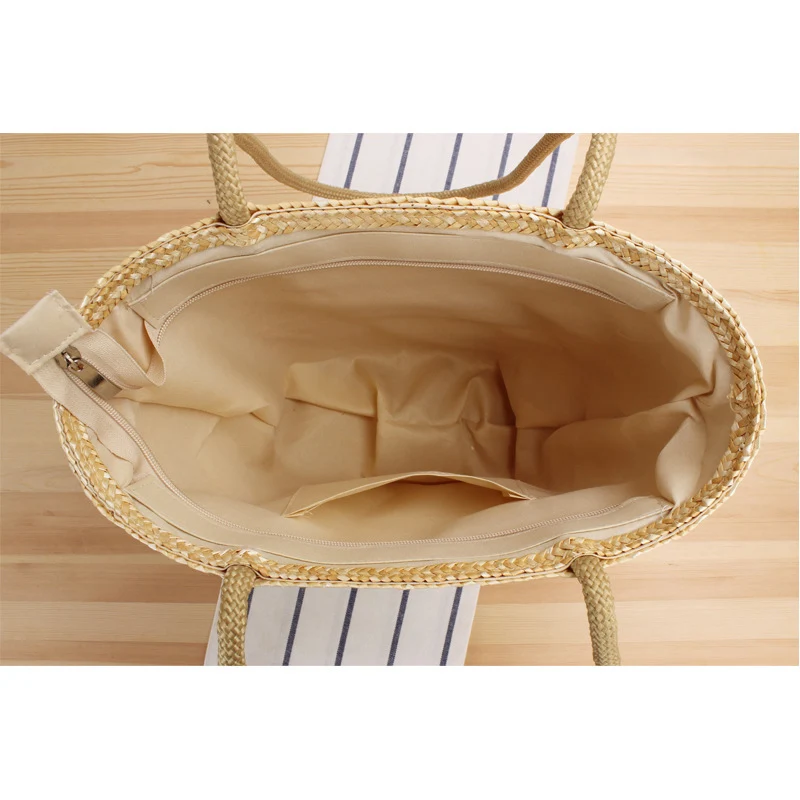 Handgemachte Strohtasche mit langen Griffen Skanto