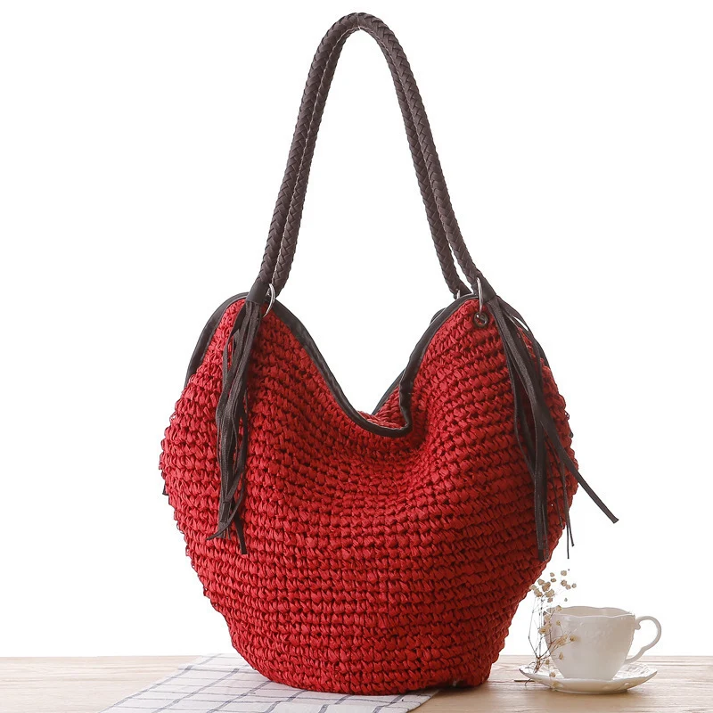 Handgemachte Strandtasche mit modischen Fransen Skanto