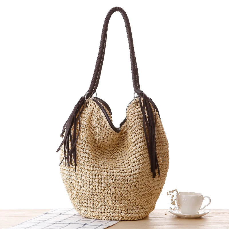 Handgemachte Strandtasche mit modischen Fransen Skanto