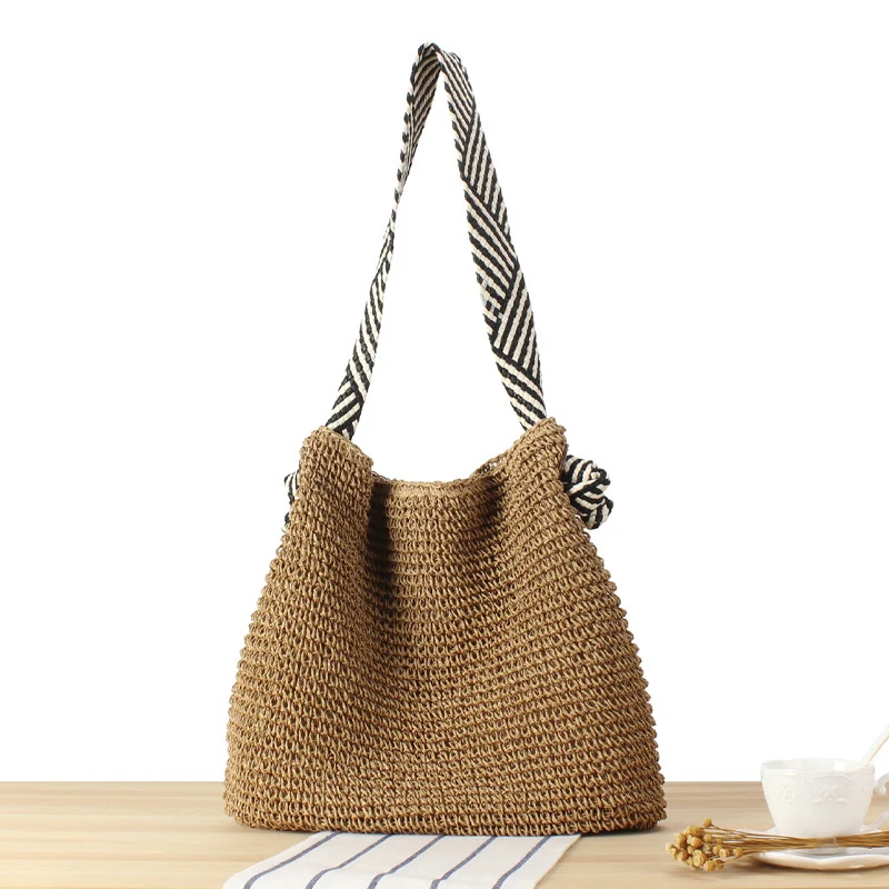 Shopper-Tasche im Boho-Stil aus Naturgeflecht Skanto