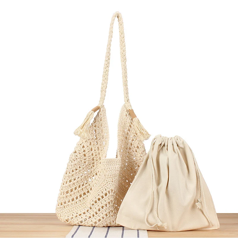 Handtasche aus geflochtenem Naturmaterial mit Innentasche Skanto