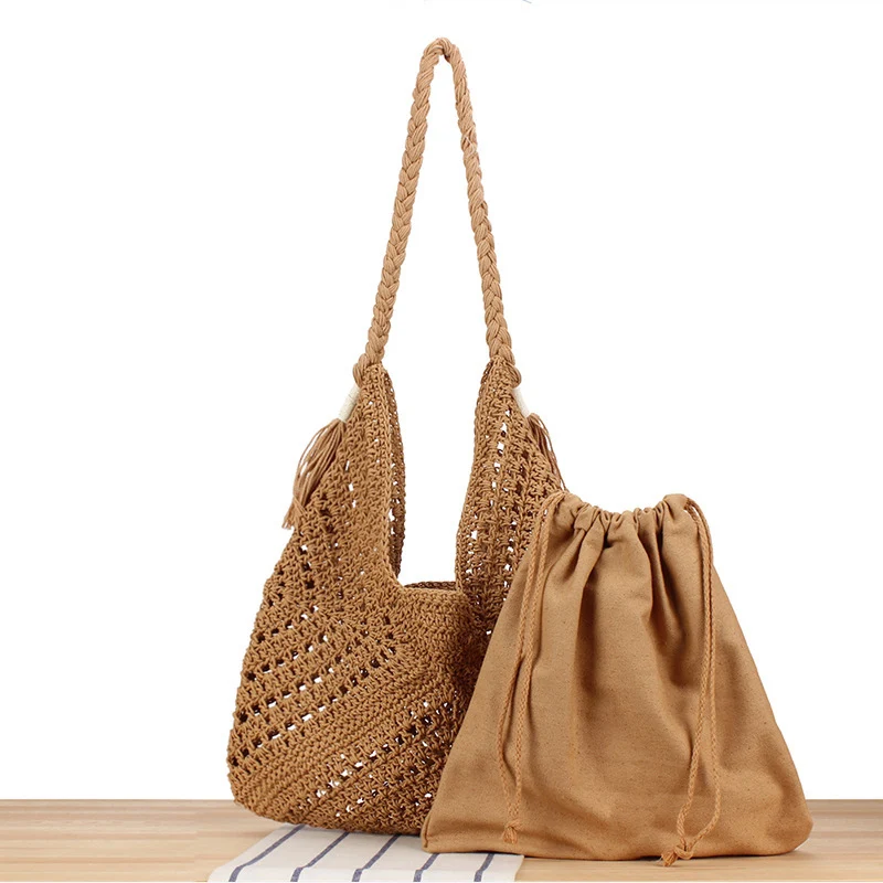 Handtasche aus geflochtenem Naturmaterial mit Innentasche Skanto