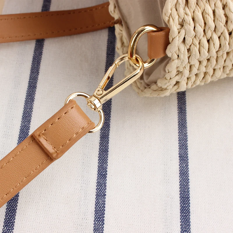 Gewebte Naturmaterial-Handtasche mit abnehmbaren Ledergriffen Skanto