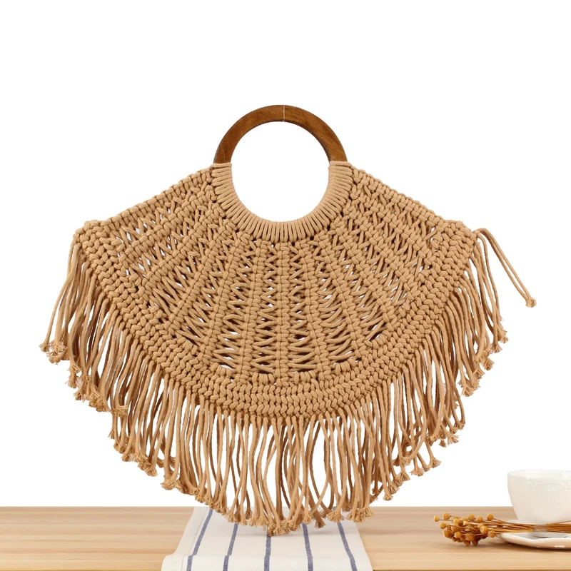 Handtasche mit gefranstem Makramee-Design Skanto