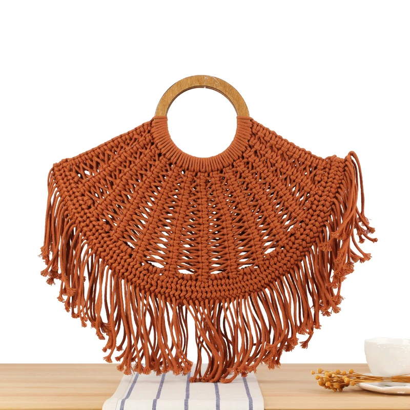 Handtasche mit gefranstem Makramee-Design Skanto
