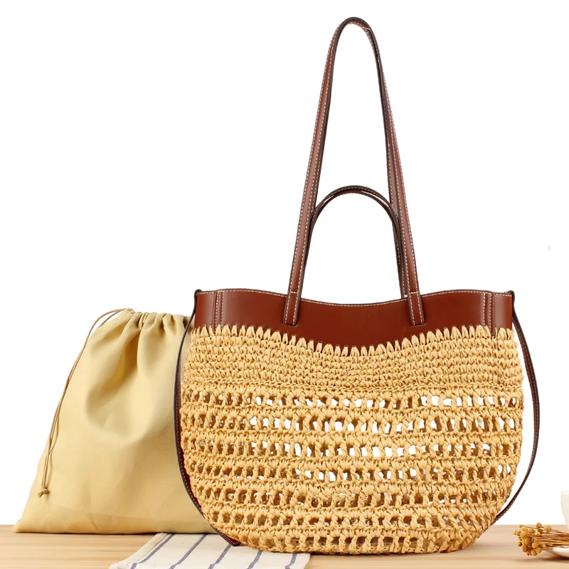 Handtasche mit feinem Geflecht und hochwertigen Lederakzenten Skanto
