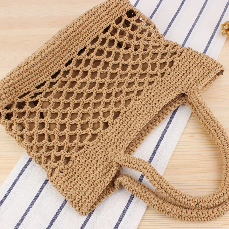 Netztasche aus handgeknüpften Naturmaterialien Skanto