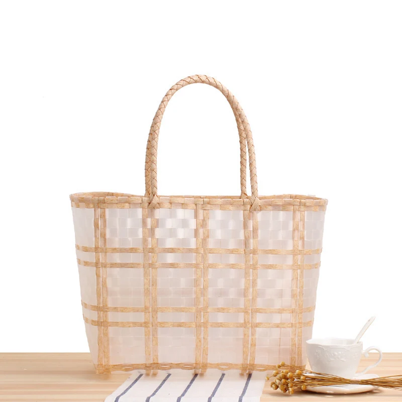 Shopper mit transparentem Fenster und geflochtenen Griffen Skanto