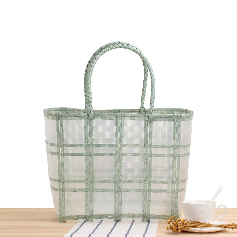 Shopper mit transparentem Fenster und geflochtenen Griffen Skanto