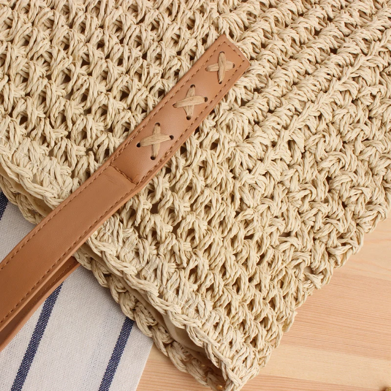 Schultertasche aus Naturhanf mit Ledergriff Skanto