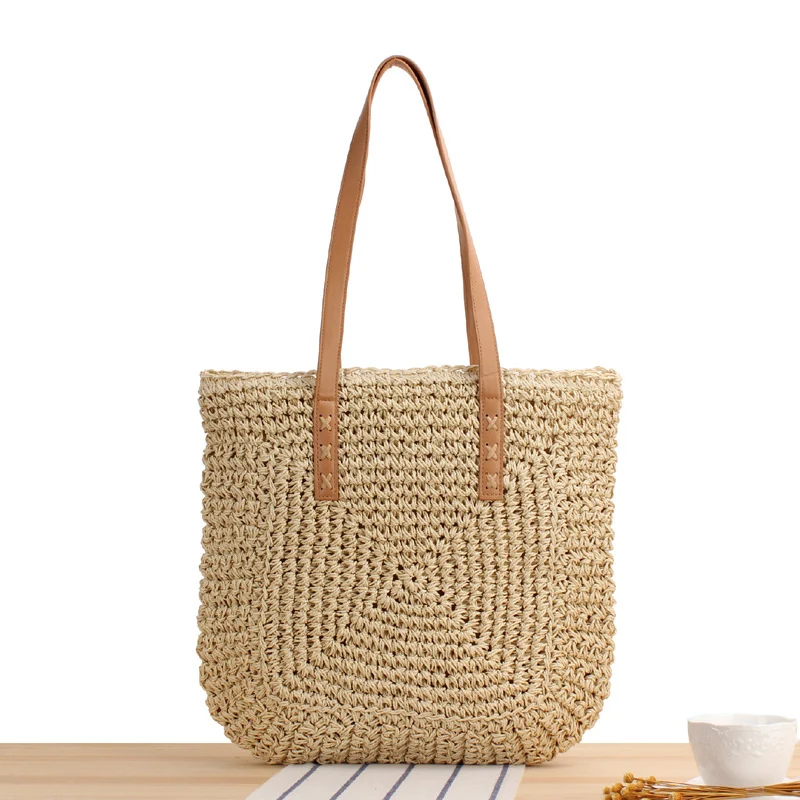 Schultertasche aus Naturhanf mit Ledergriff Skanto
