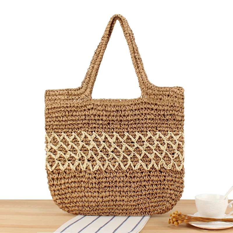 Große handgefertigte Raffia-Tragetasche Skanto