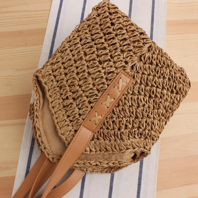 Große Strohtasche mit Lederakzenten Skanto