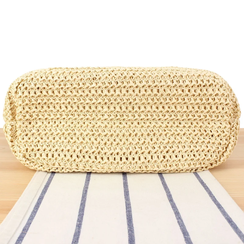 Handtasche aus natürlichem Webmaterial mit eleganten Lederriemen Skanto
