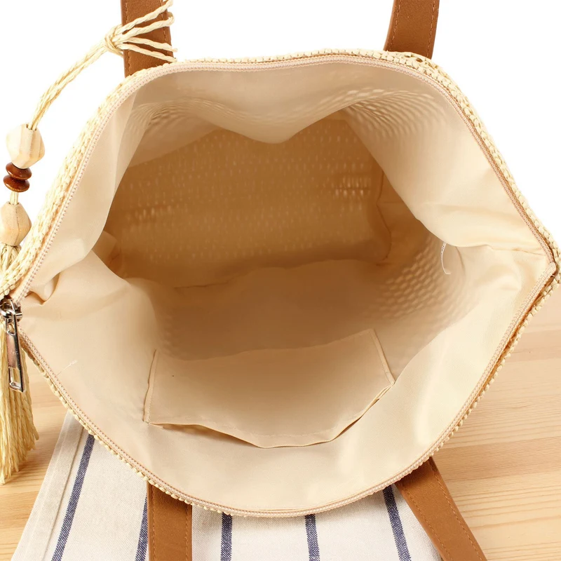 Handtasche aus handgewebtem Naturmaterial mit eleganten Quastendetails Skanto
