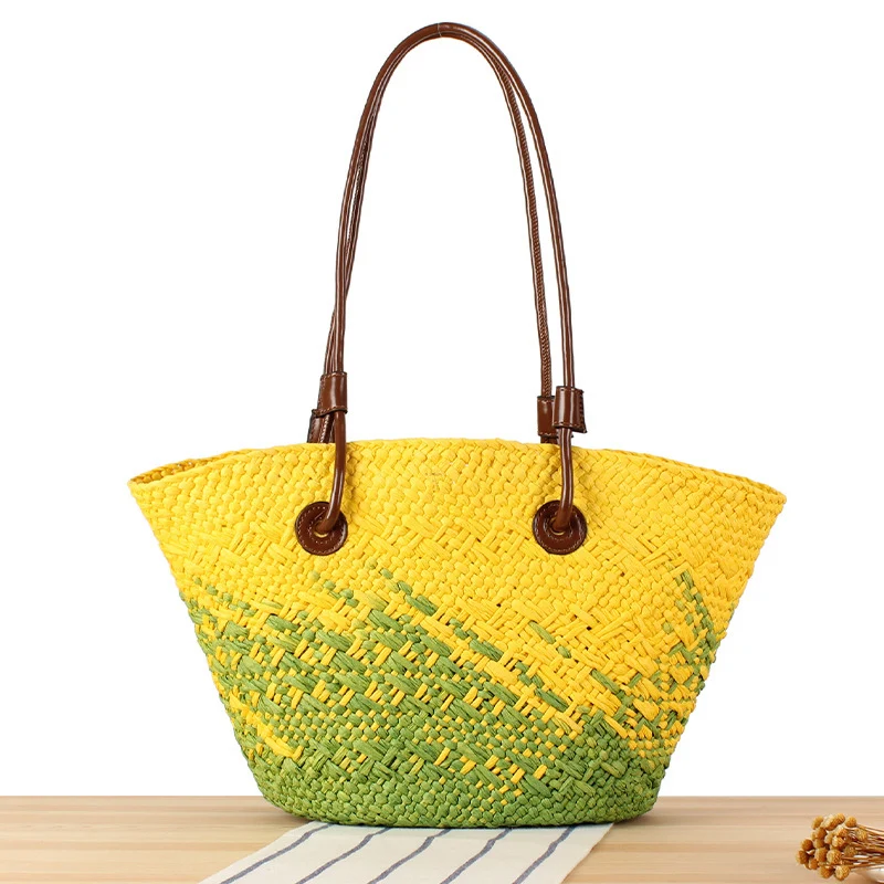 Geflochtene Strandtasche mit elegantem Farbverlauf Skanto
