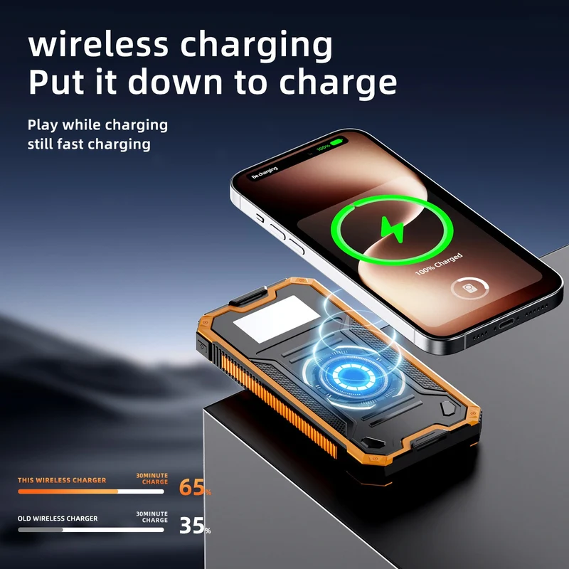 Robuste Powerbank mit kabelloser Ladefunktion Skanto