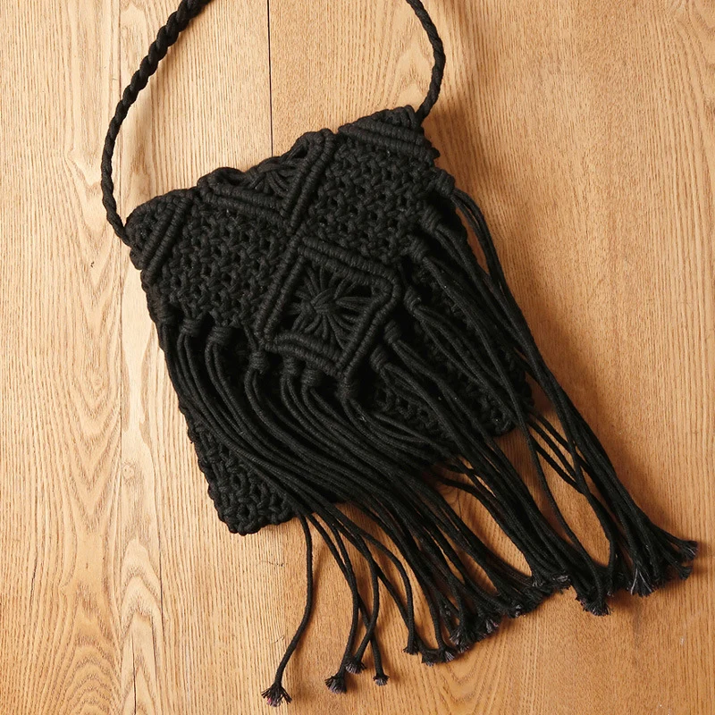 Makramee-Crossover-Tasche mit eleganten Fransen Skanto