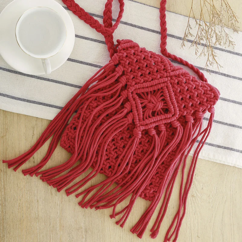 Makramee-Crossover-Tasche mit eleganten Fransen Skanto