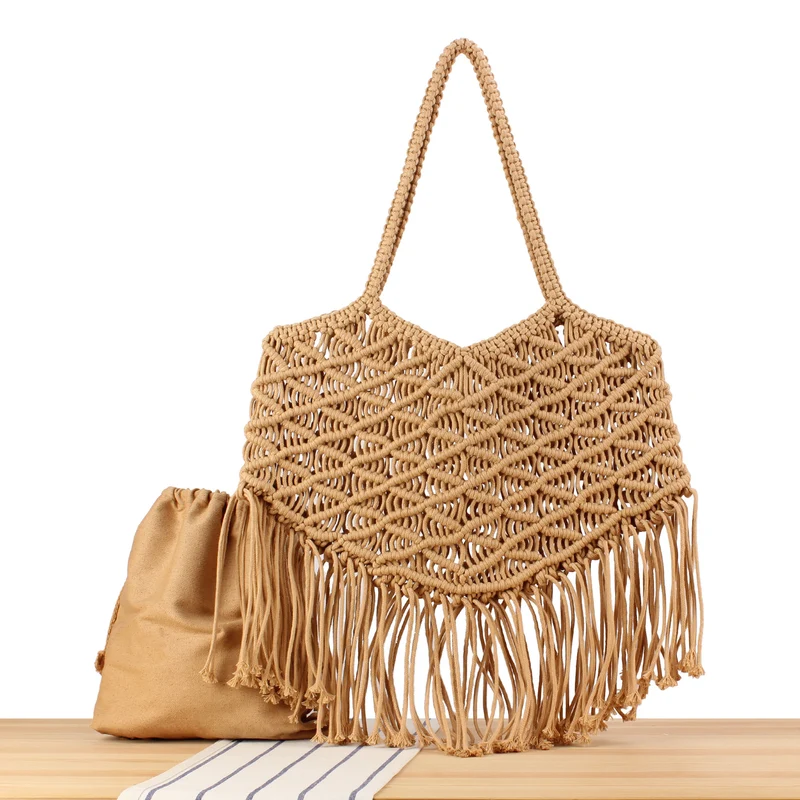 Makramee-Tote Bag mit Fransenrändern Skanto