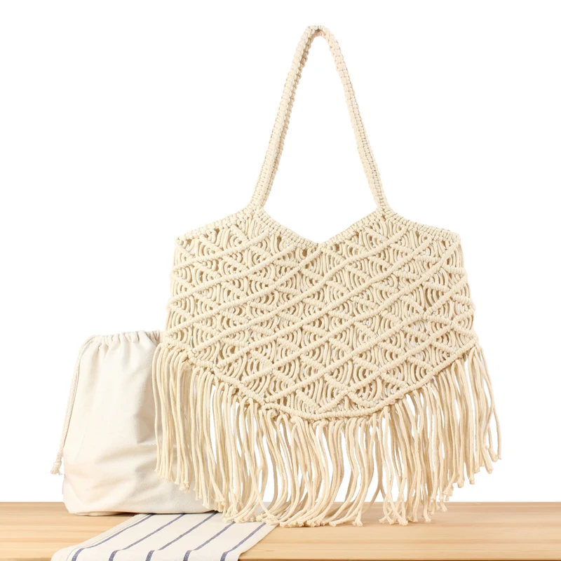 Makramee-Tote Bag mit Fransenrändern Skanto