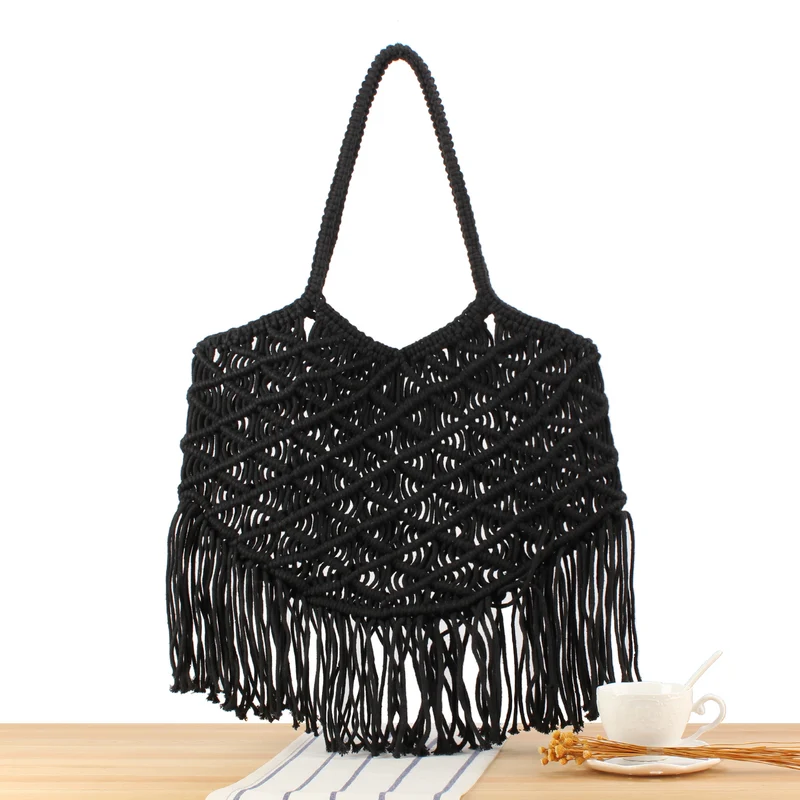 Makramee-Tote Bag mit Fransenrändern Skanto