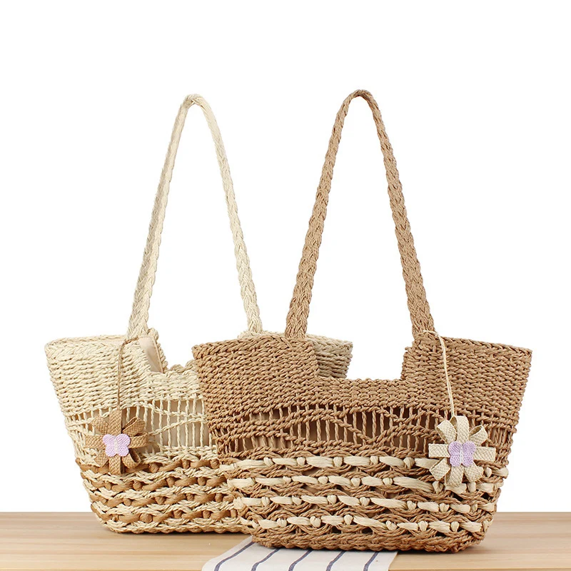 Elegante Strandtasche mit handgewebtem Korbmuster Skanto