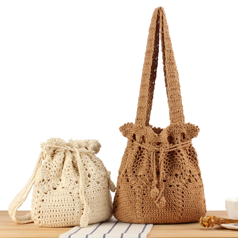 Makramee-Shopper-Tasche mit dekorativem Kordelzug Skanto
