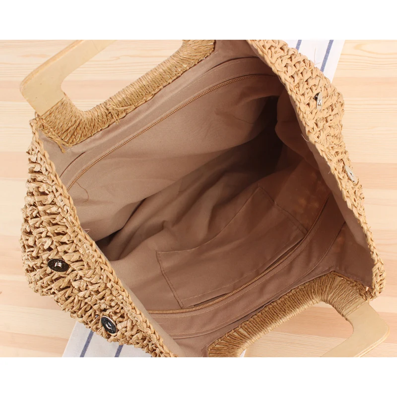 Makramee Tragetasche mit elegantem Holzgriff Skanto