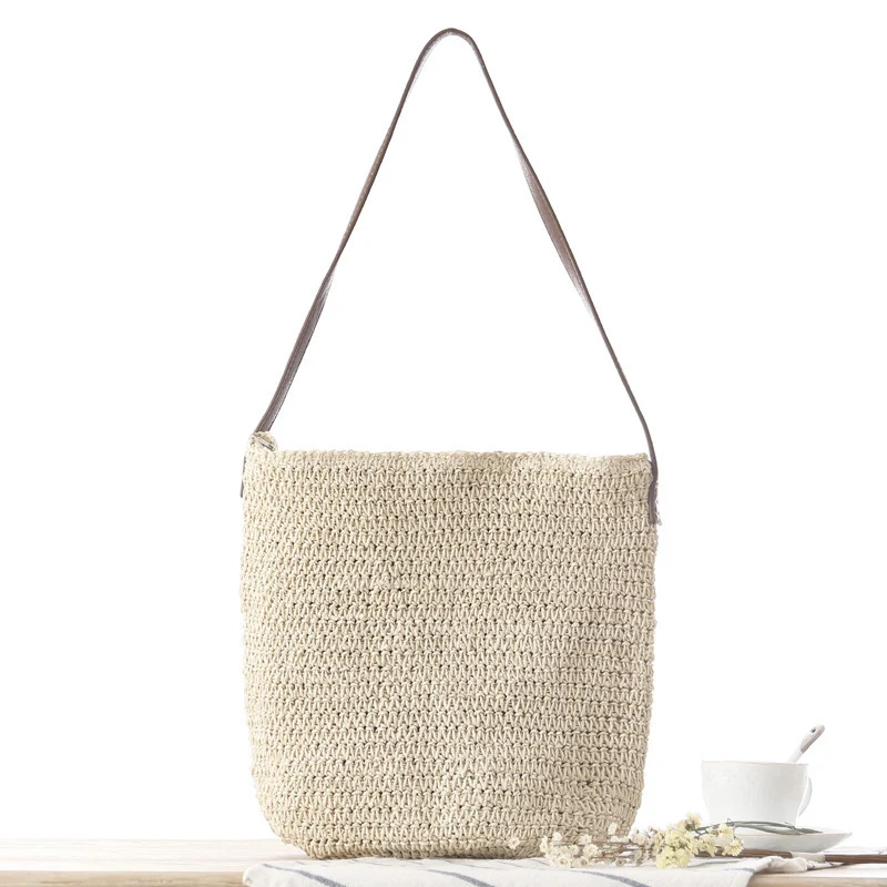 Handtasche aus handgeknüpftem Naturmaterial mit verstellbarem Schultergurt Skanto