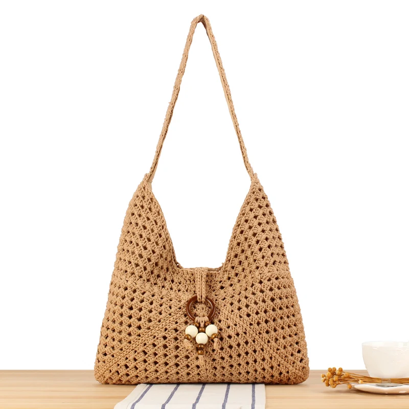 Handtasche aus handgeknüpftem Naturmaterial mit stilvollen Fransen-Details Skanto
