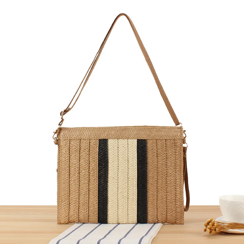 Handtasche aus geflochtenem Material mit stilvollem Streifenmuster Skanto