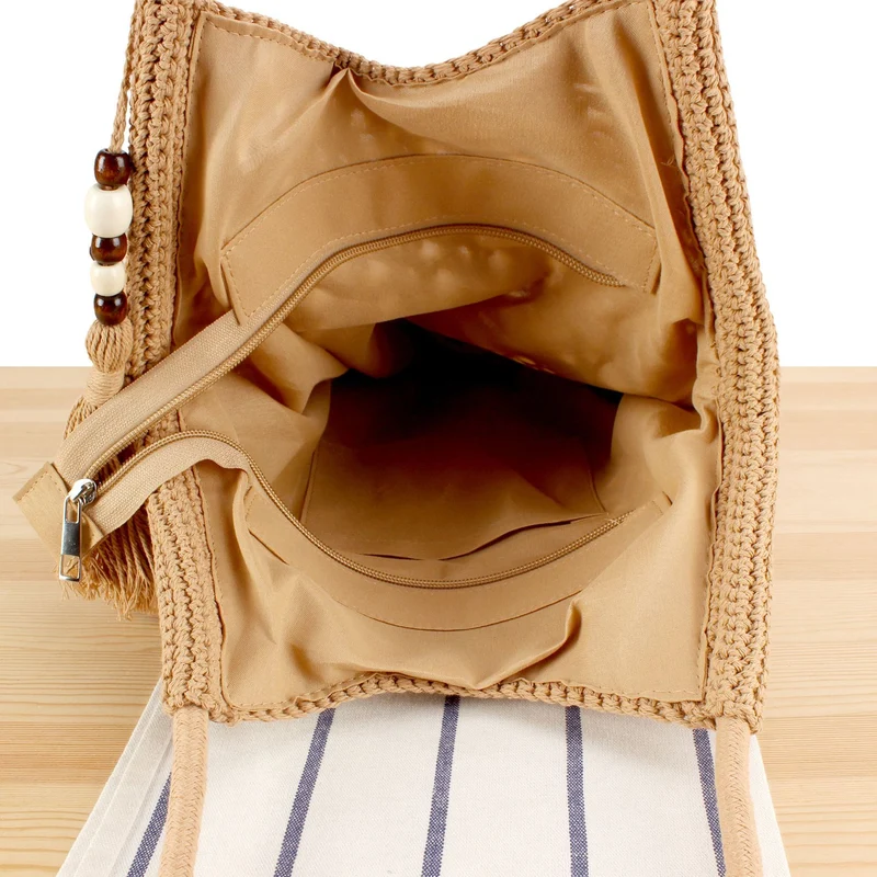 Handgeknüpfte Makramee-Tasche mit verspieltem Anhänger Skanto