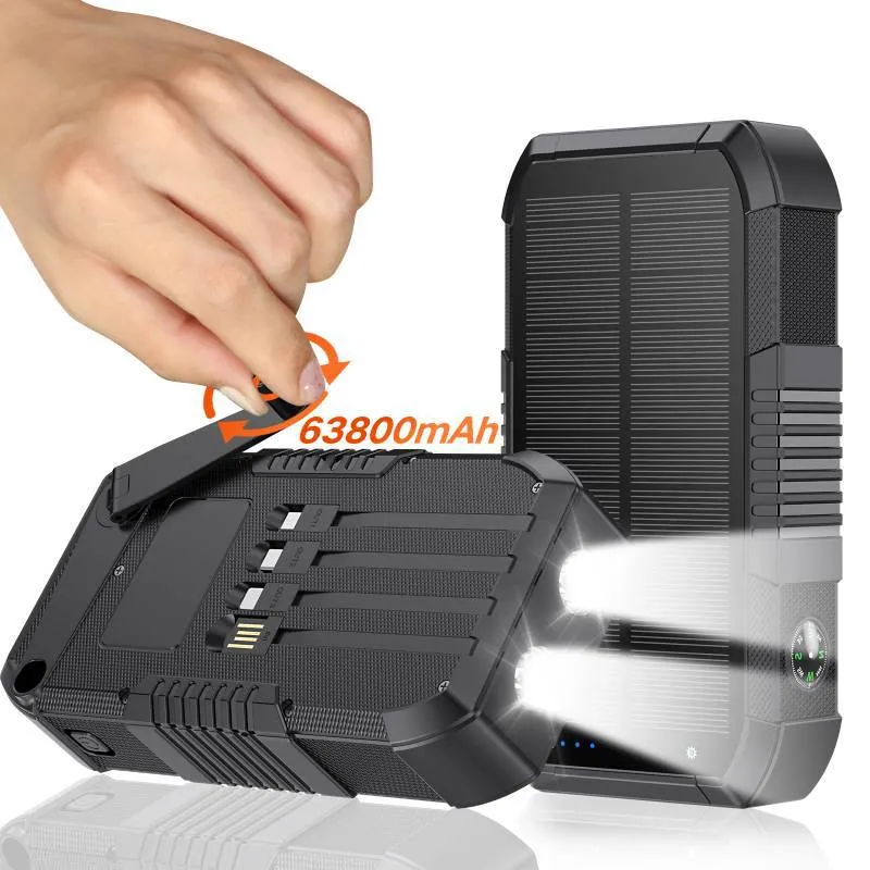 Tragbare Powerbank mit Solarladefunktion und integriertem LED-Licht Skanto