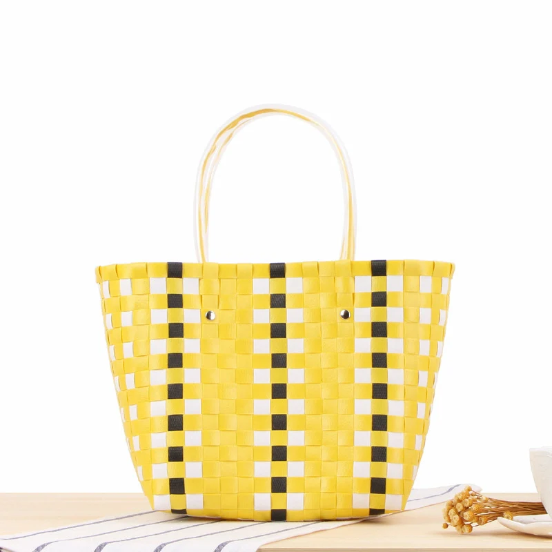 Geflochtener Shopper mit farbenfrohem Muster Skanto