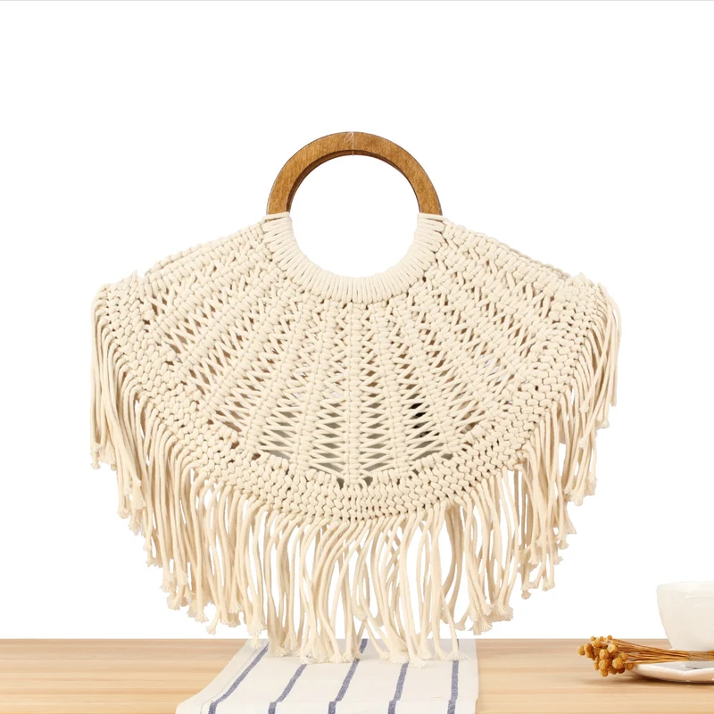 Makramee-Handtasche mit Holzgriff Skanto
