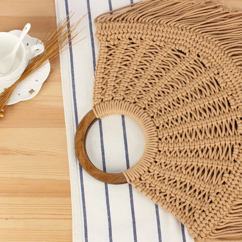 Makramee-Handtasche mit Holzgriff Skanto