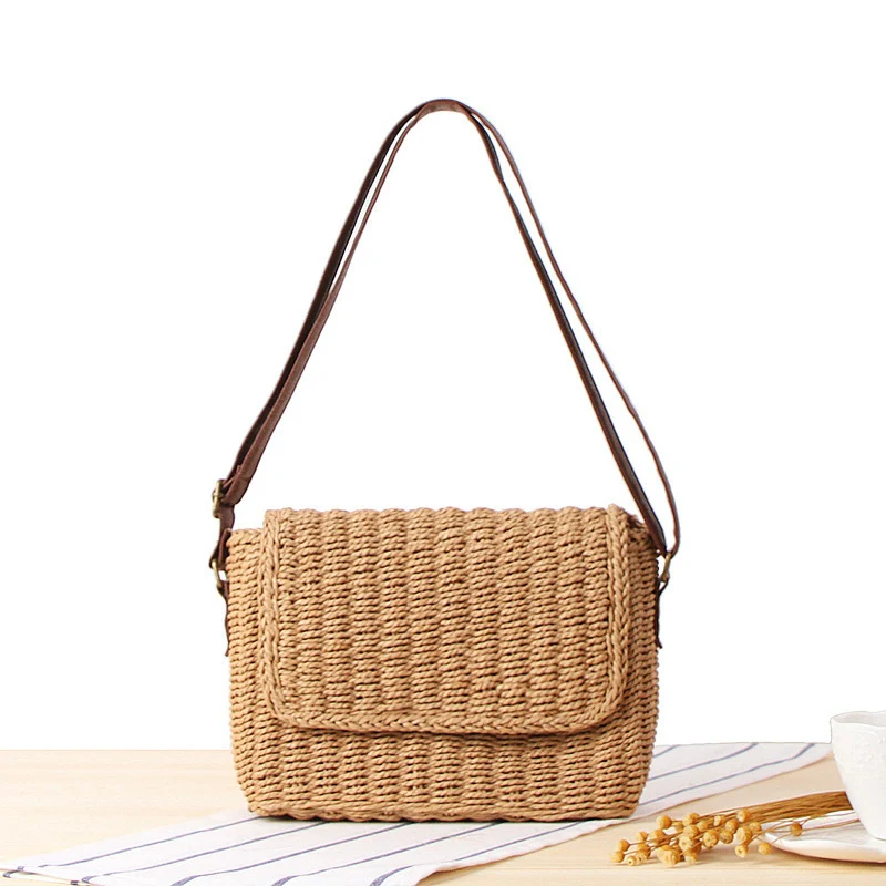 Handgefertigte Raffia-Umhängetasche Skanto