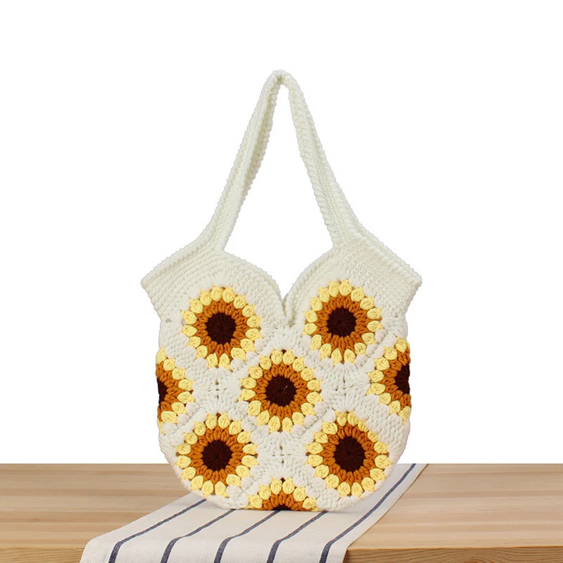 Kreative Häkeltasche mit einzigartigem Sonnenblumenmuster Skanto