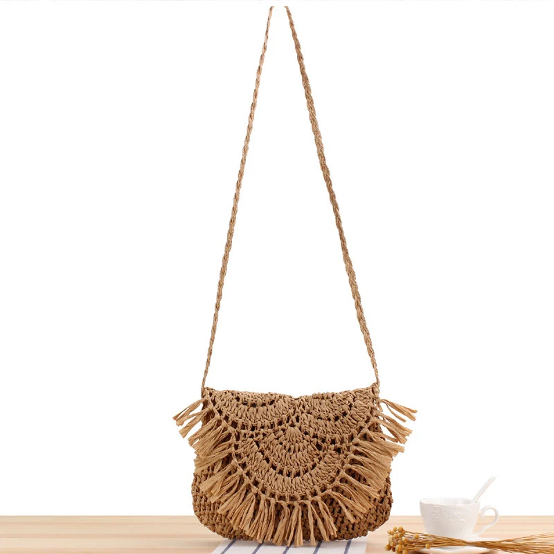 Handgefertigte Makramee-Crossbody-Tasche mit Fransen-Design Skanto