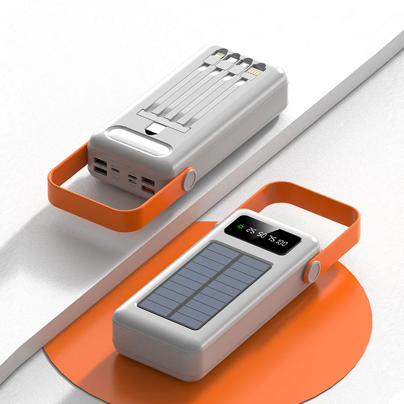 Multifunktionale Solar-Powerbank mit integrierten Ladekabeln Skanto