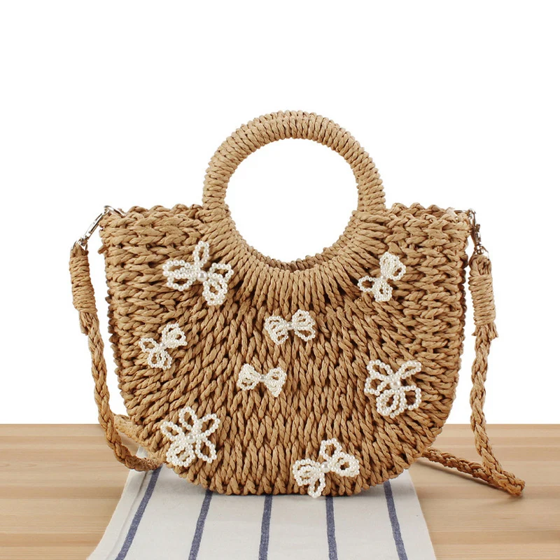 Handtasche mit dekorativen Perlenblumen Skanto